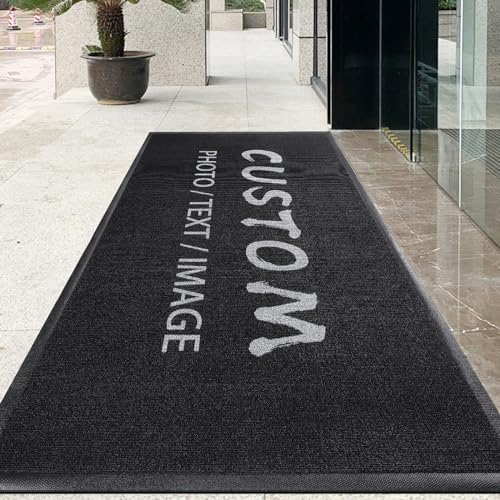 TOMCUSTOM Custom Rugs with Logo Doormat Runner Personalized Commercial Office Rugs Floor Mat with Any Size Color Logo Non Slip Rugs for Outdoor Entrance