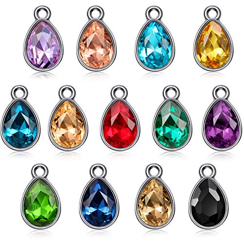 Hicarer 52 Pieces Water Drop Pendants Crystal Beads Pendants Charms Rhinestone Teardrop Pendants