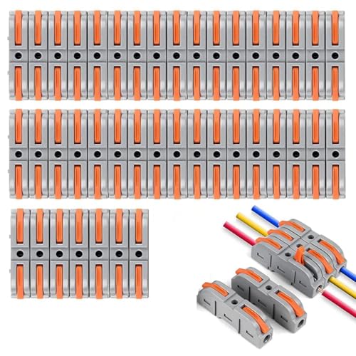 Image of ZIVIK Push Wire Connector, 40Pcs 1 in 1 out Universal Connection Terminals, Circuit Inline Splices Electric Cable Connectors, Clamp with Actuation Lever, 4 mm Conductor Clamp (40, 1 In 1 Out)