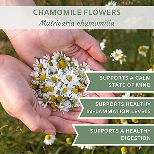 Organic Chamomile Flowers 4 Oz. (113G), Usda Certified Organic Chamomile Tea Loose Leaf, Camomile Tea, Manzanilla Tea Herb, German Chomomile Golden Chamomeal, Whole #TOP5