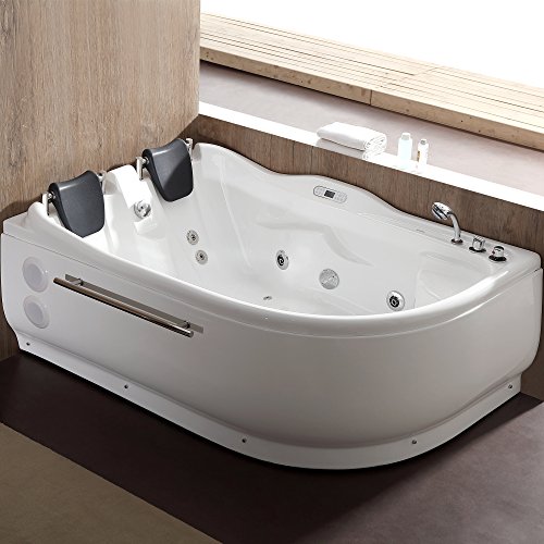 Eago Am124Etl-R 6' Left Corner Acrylic Whirlpool Bathtub For Two, White #TOP7