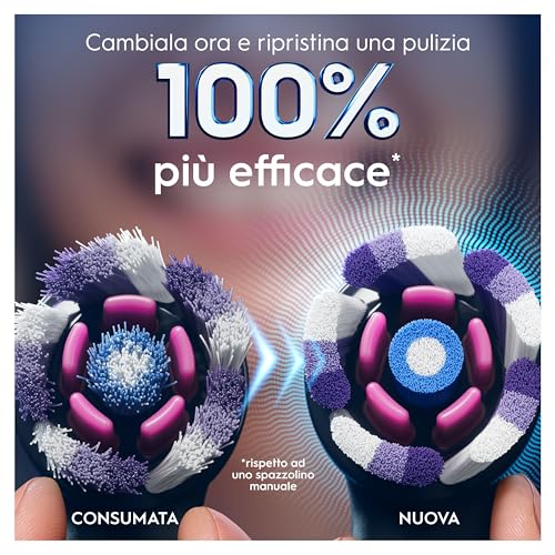 Oral-B Testine Di Ricambio iO Radiant White per Spazzolino Elettrico Oral B, 4 Testine Rotonde Autentiche Nere, con Setole Angolate e Setole Lucidanti - Immagine 5