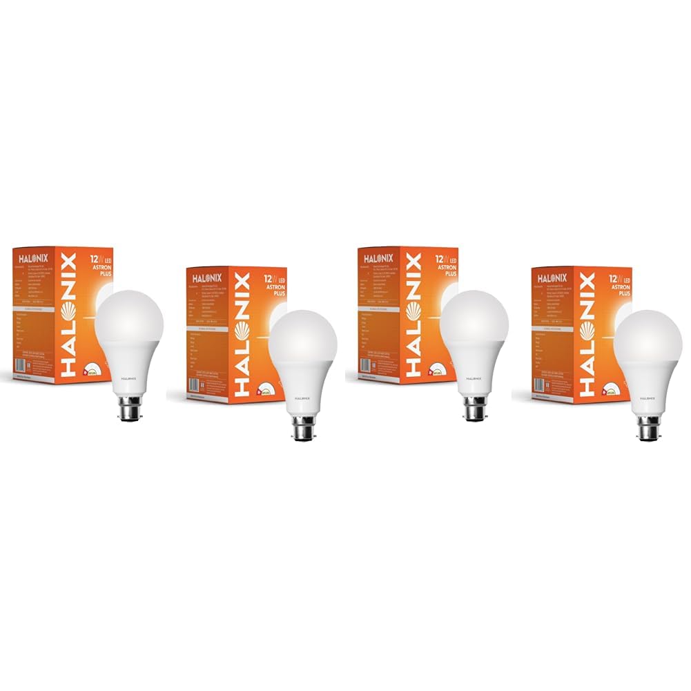 Halonix 12W LED Bulb | LED Bulb 12 watt with B22 Base | 4kV Surge Protection 12 Watt Bulb (Yellow Warm White, Pack of 4)