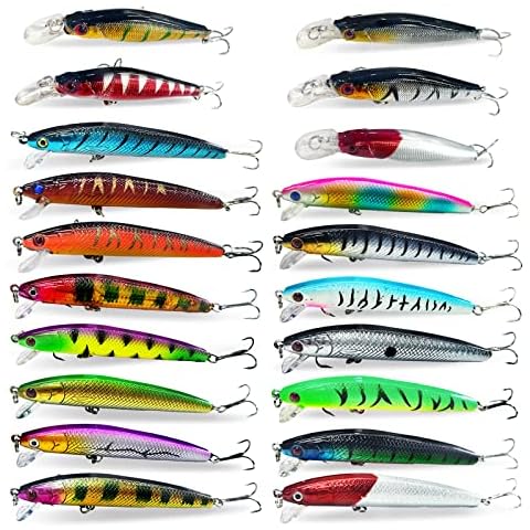XBLACK Minnow Lures Set Hard Lures Set 20PCS Mixed Size and Color for Beginner Starter, XBLACK Baits, Catch Big Fish! Cover