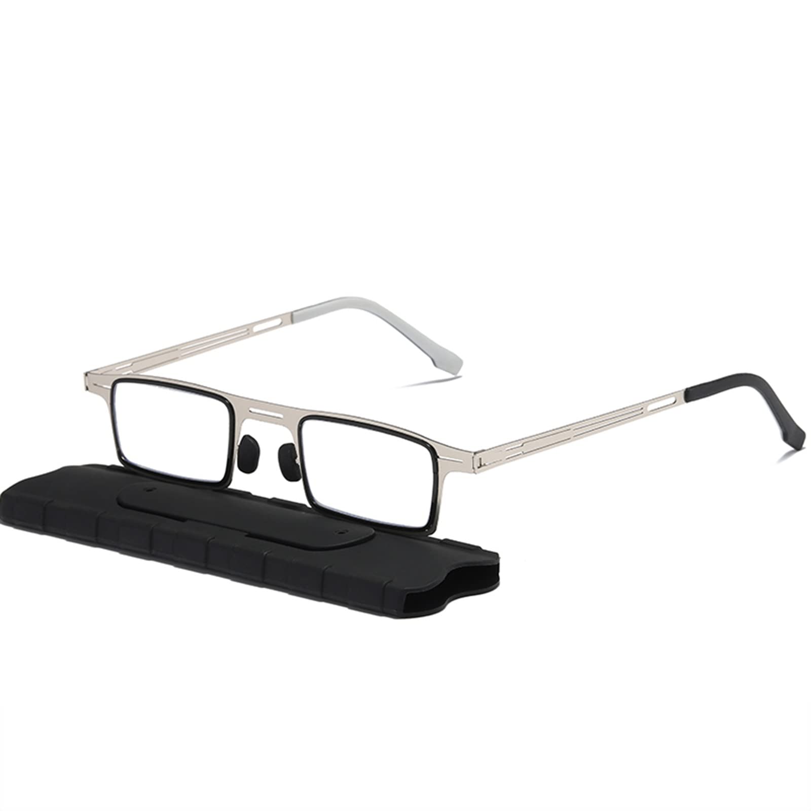 Ultradünne Tragbare Lesebrille Mit Blaulichtfilter Für Damen Und Herren, Leichte, Kompakte Lesebrille/Silver/1