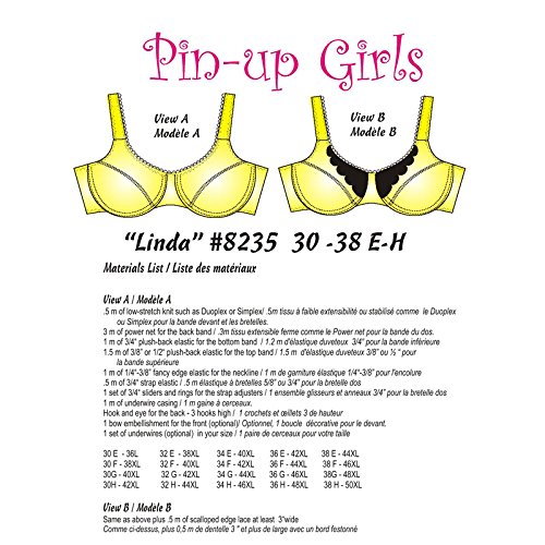 Pin-Up Girls: Linda Partial Band Bra Pattern (30-38 E-H) #TOP2