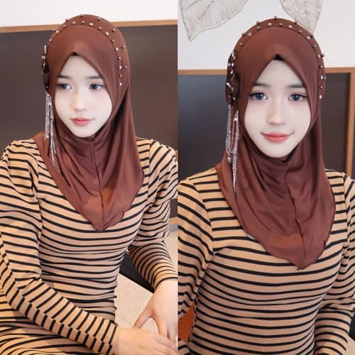 Honganda Fashion Women Hijab Head Scarf, Soft Muslim Instant Turbans Hijab Head Wrap Scarf Shawls Wrap for Muslim Women3