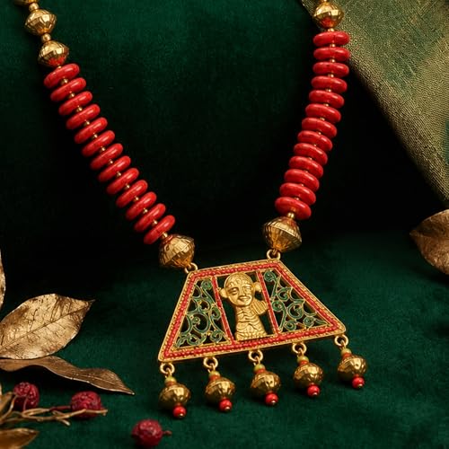 Image of AAKRITI ART CREATIONS Handcrafted Tribal & Wooden Necklace Collection | Dhokra, Ethnic, Brass & Artistic Designs | Royal, Boho & Nomadic-Inspired Statement Jewelry for Women