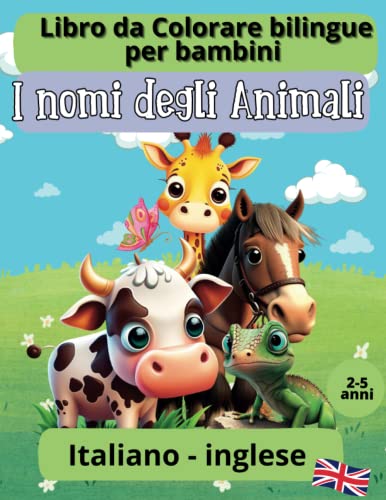 libro da colorare bilingue per bambini: i nomi degli animali - italiano inglese