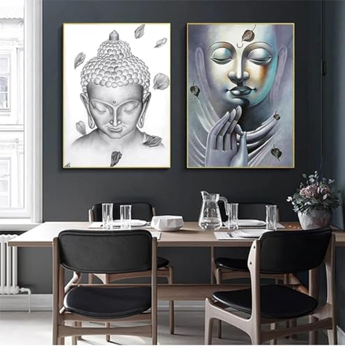 Peinture Bouddha Toile Premium Noir et Blanc | KEBIA Art Mural Moderne