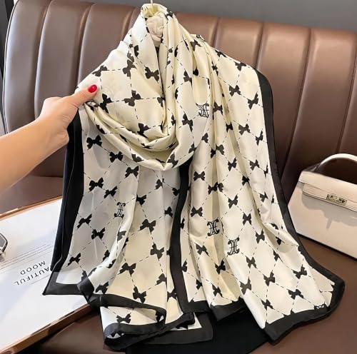 Image of MALINA Women's Polyester Silk Satin Stole Scarf - Soft Lightweight Fashion Wrap, Elegant Floral & Gradient Design, summer stole,Scarf For Women,Premium Stole,Large Size 180x90 cm'