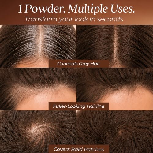 Image of Just Herbs Rang Root Touch-Up Powder - Brown | Covers Grey Hair & Bald Spots Instantly | Beard Touch Up Powder | Infused with Vitamin E, Methi and Onion Powder|4g
