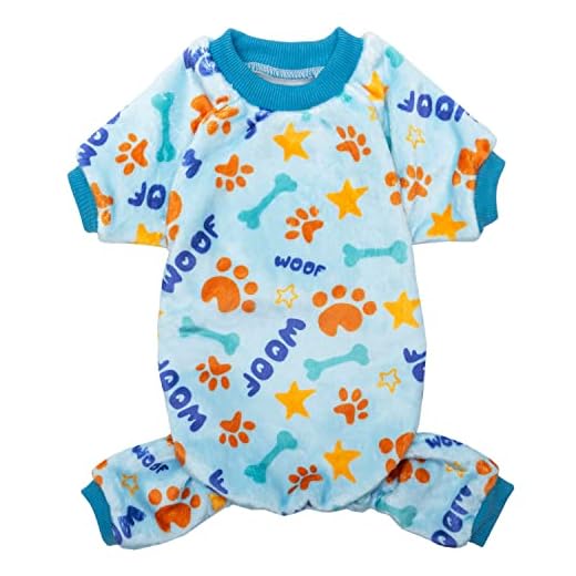 CUSOZWO Dog Pajamas - Soft Fuzzy Velvet Dog Jumpsuit for Small Medium Dogs, Puppy, Cats - Adorable Blue Paw Pattern Onesie Pjs Warm Dog Winter Clothes Dog Apparel for Cold Weather