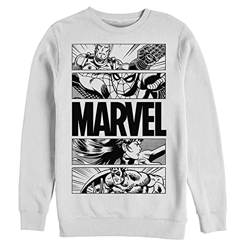 Marvel Men's Classic Graphic Panels Pullover Crew Fleece