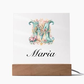 Maria 01 - Square Acrylic Plaque With LED Lights Personalized Name