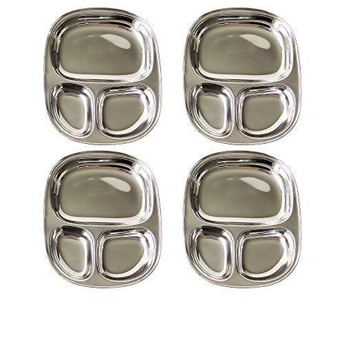 Ecolunchbox Stainless Steel Divided Dinner Tray Kids 4-Pack