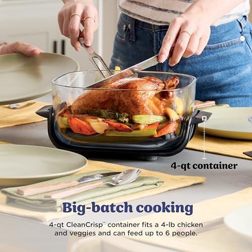 Image of Ninja Crispi 4-in-1 Glass Air Fryer | 450F | Non-Toxic | 4QT & 6-Cup Glass Containers w /Lids | Microwave, Freezer, Dishwasher Safe | Max Crisp, Air Fry, Bake, Recrisp | Frosted Lilac | FN101PR