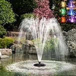 Biling Floating Pond Fountain with 2500L/H Water Pump, RGB LED Lights, 9m Cord with UK Plug, 3 Spray Patterns, Floating Water Fountain Pump for Outdoor Garden Fish Pond Water Features