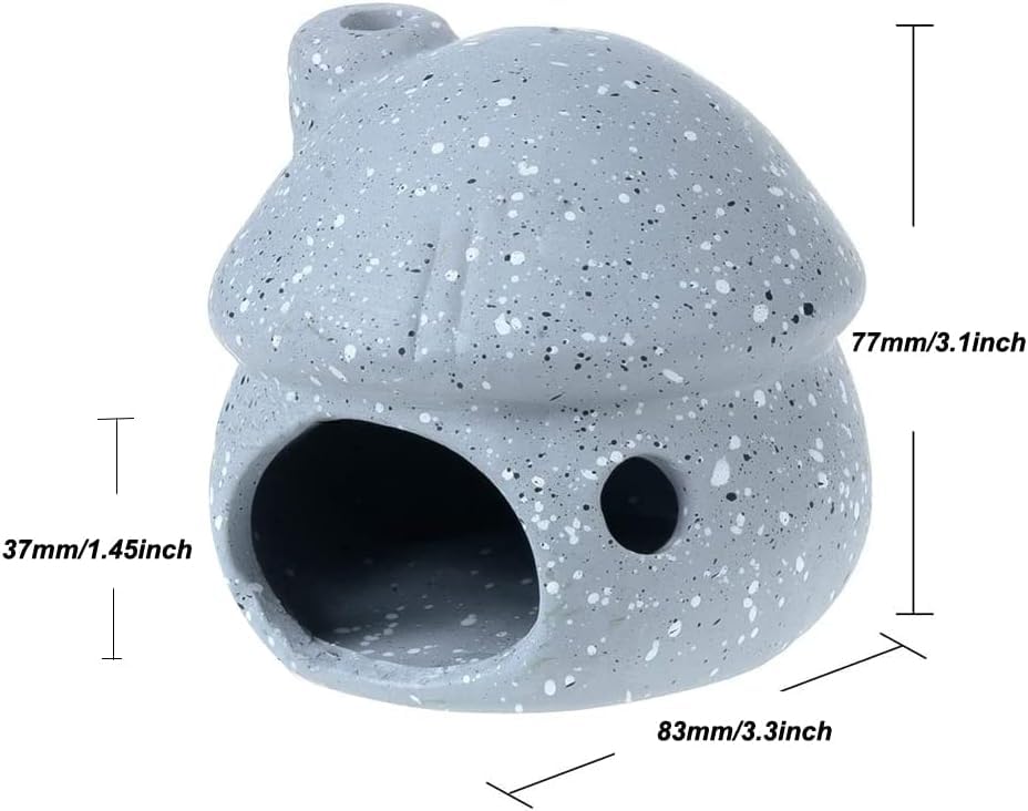 Image of RUIAN Ceramic Mushroom Hideaway Cave forAquarium - Fish Tank DecorationOrnament & Shrimp Shelter, SafePottery Hide for Betta, Goldfish, CichlidSmall Fish to Rest, Breed & Play (8cm x8.5cm) (Blue)
