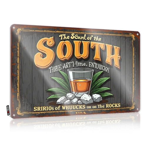 FZFN Cartello con scritta "Pool Signs And Decor Outdoor Southern Spice: A Bold Blend Of Whisky and Sriracha On The Rocks", piccolo cartello in latta con avviso (20 x 30 cm)