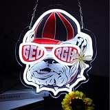 Acrossoce Funny Gaming Bulldog LED Neon Sign，Football Team Light Up Sign for College Room Wall Decor, Sports Fans Gifts for Men Boyfriend Alumni, Game Day Tailgate Bar Neon Lamp, Hanging Night Light