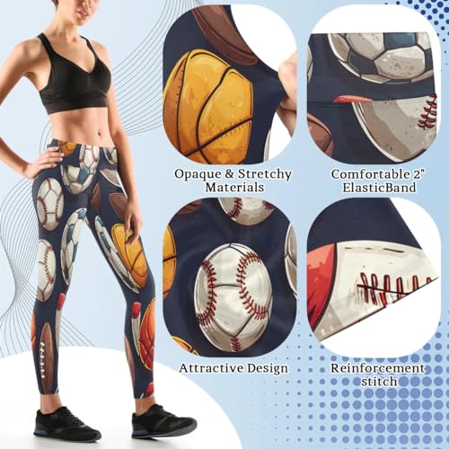 Bardic Calça legging feminina de ioga de cintura alta para futebol americano, futebol, basquete, cor
