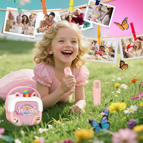 Dislocati Karaoke Machine 2 Microphones, Unicorn Gifts for Girls Gifts for 3-12 Year Old Girls Birthday Early Portable Karaoke Machines for Kids Toys for 3-10 Year Olds Girl - Image 3