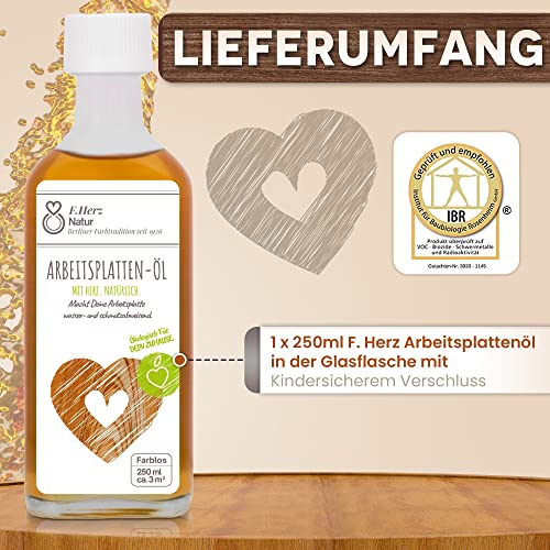 Arbeitsplattenöl F. Herz farblos (250ml) – Pflegeöl für Holzarbeitsplatten