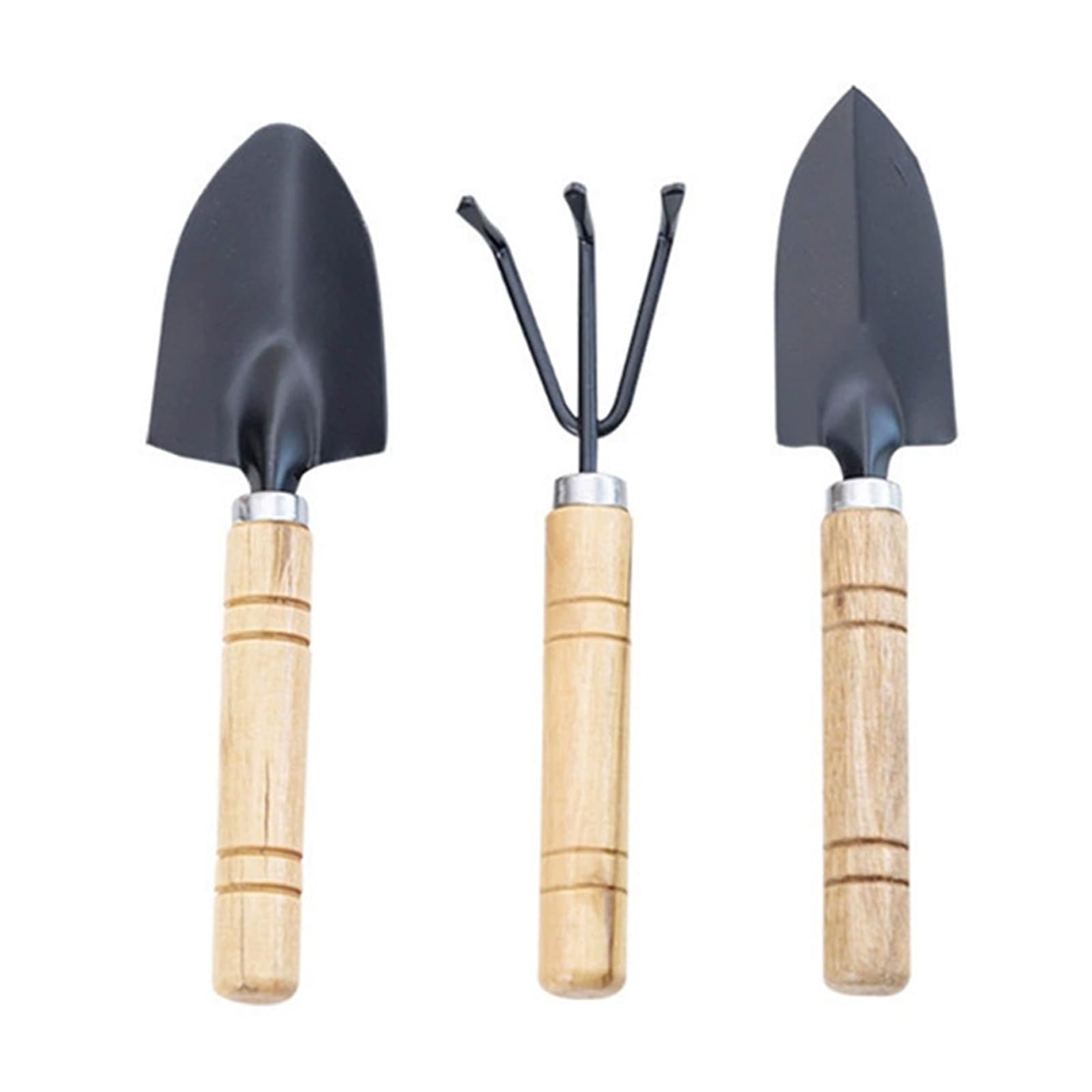 Pratico set di 3 attrezzi da giardino, con paletta, pala e rastrelli, per la cura delle piante da interni ed esterni, balcone e giardino