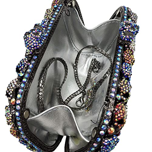Image of Boutique De FGG Skull Crystal Clutch Purse for Women Formal Rhinestone Clutch Evening Bag Halloween Minaudiere Handbag,Mini