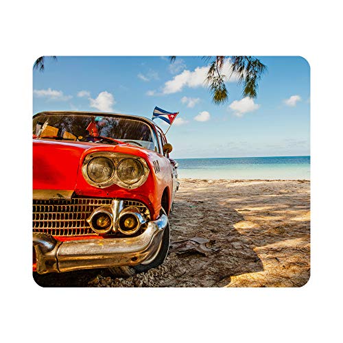 Nicokee Gaming Mouse Pad Blue Havana American Classic Car Beach Cayo Jutias Province Pinar Del Rio Cuba Colorful Varadero Non-Slip Rubber Mouse Pad for Computers, Laptop, Office 9.5 Inch x 7.9 Inch