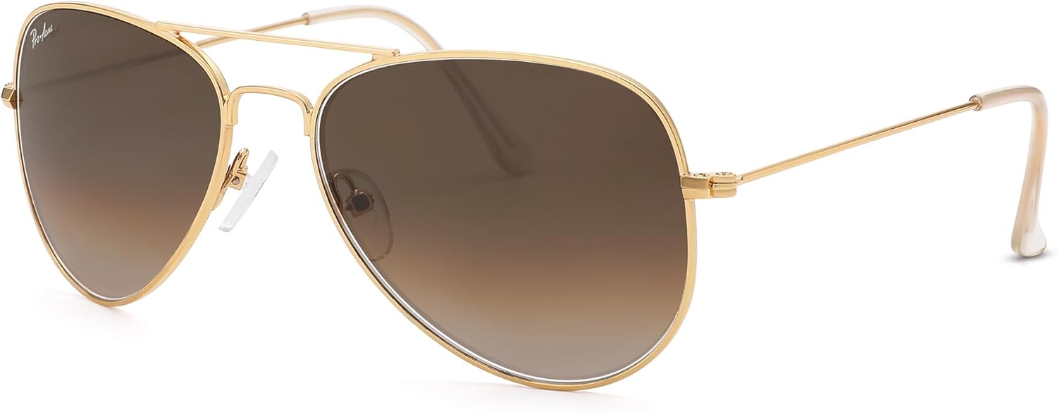 Pro Acme Small Aviator Sunglasses Glass Lens, Classic Metal Frame UV400 Protection for Men Women 55MM - Image 5