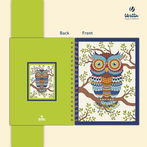 Image of VESTTA -ELEGANCE REDEFINED, B5, Hard Bound Notebook Diary, 7(L) X 9.75 (H) Inches, Gold Wiro Binding, Undated, 90 GSM paper, 192 Ruled Pages (Madhubani Folk Art Series 3)
