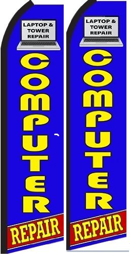 Computer Repair Standard Size Swooper Feather Flag Sign Pk of 2 (11.5x 2.5 Feet)
