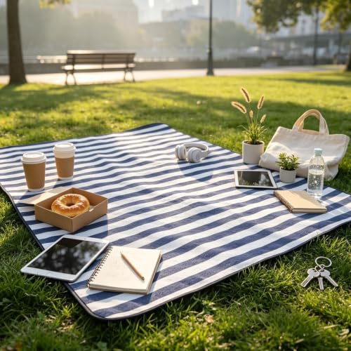 Manta de picnic portátil e impermeable para excursiones y camping familiar 4