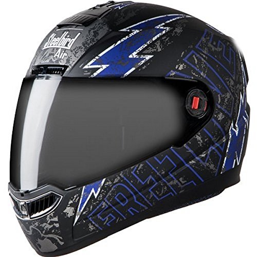 Steelbird Sba-1 Free Live Helmet With Smoke Visor, Matt Black And Blue, 600 Mm