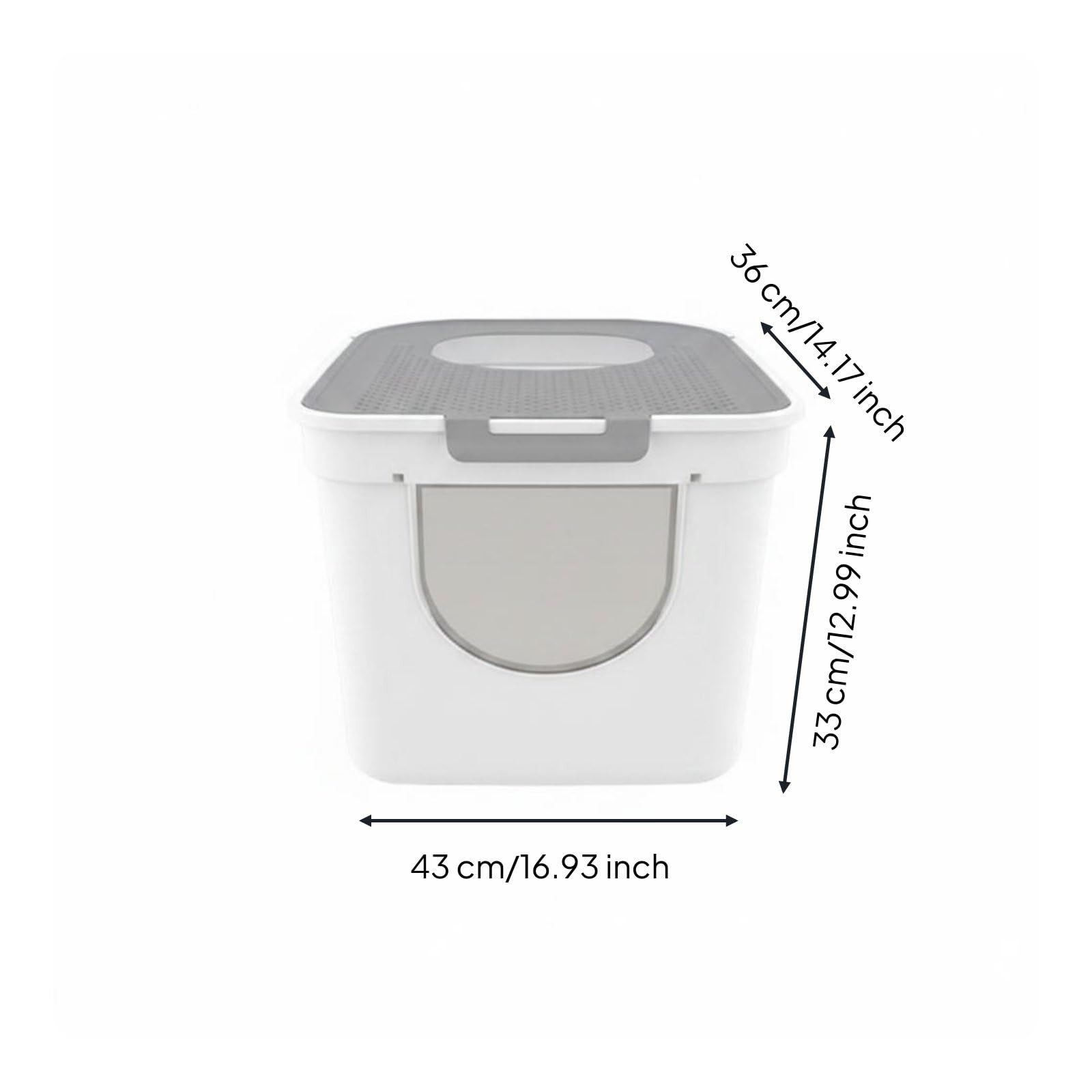 Baoblaze Arenero Cerrado para Gatos Caja de Arena Bandeja Higiénica Baño con Tapa Segura Laterales de PP Apto para Razas Domésticas Manejo de Olores Uso Diario, Gris Caballero, Grande