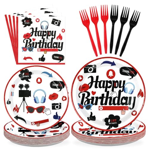 Greencian 96Pcs Social Media Birthday Party Decorations Social Media Inspired