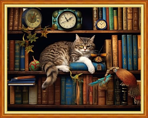 Image of Dimensean Stamped Cross Stitch Kits Full Range of Embroidery Patterns Starter Kits for Beginners Adult DIY Cross Stitches Needlepoint Kits 11CT-Sleepy Cats 16x20 inch