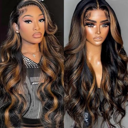 Durgio Ombre Highlight 13X6 Body Wave Lace Front Wigs Human