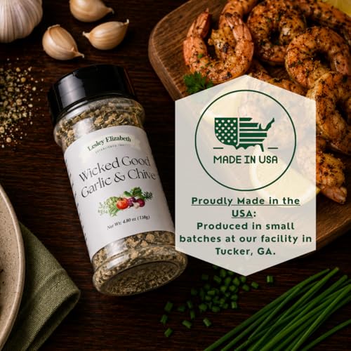 Image of Lesley Elizabeth Wicked Good Garlic & Chive Seasoning Blend - Bold Garlic, Onion & Chives with Chili & Curry All-Purpose Spice