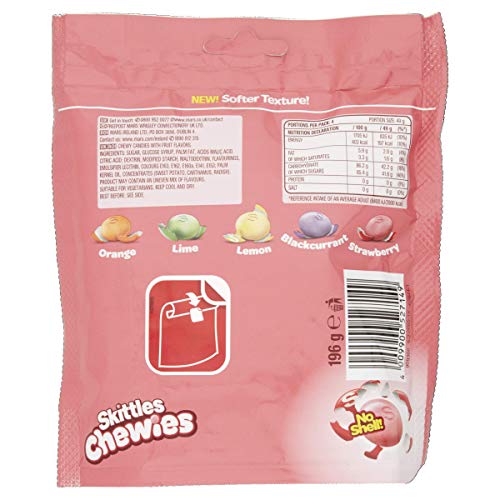 Skittles Chewies, Fruit Chewy Sweets, 196g