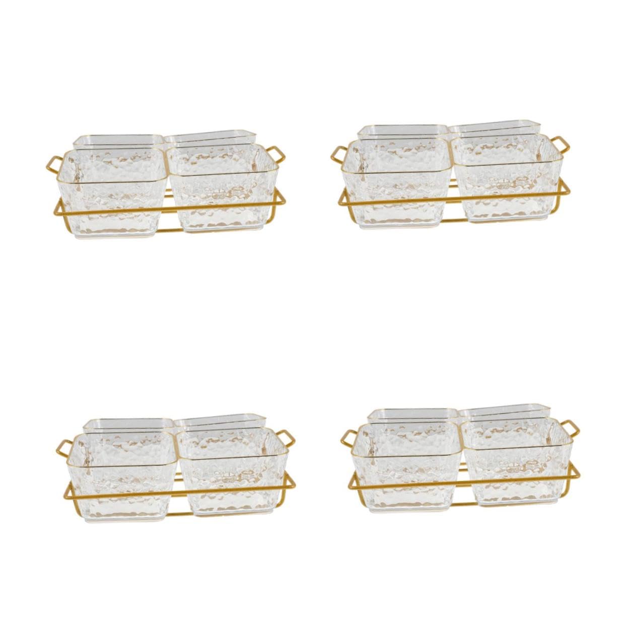 PRETYZOOM 4 Stück Geteiltes Snacktablett aus Transparentem Acryl mit Gold-metallgestell Fächer Professionelles Buffet-organizer-set für Bar Ktv Salon Effiziente Aufbewahrung