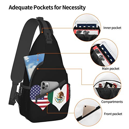 Mochila bandolera unisex con bandera americana y mexicana miniatura 5