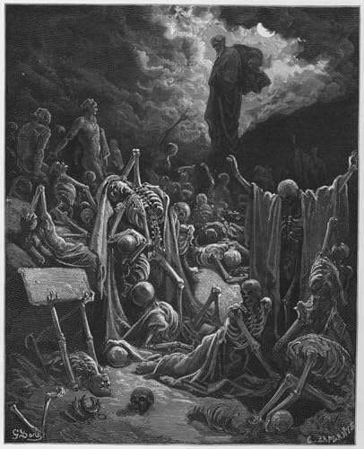 Tableau Bible vision de la vallée des ossements secs Gustave Doré toile 60x90cm