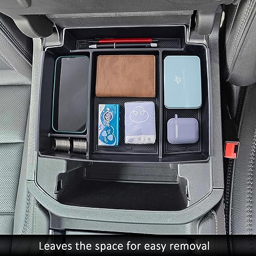 Image of TOPINSTALL Power-Sliding Console Tray Compatible with 2021-2026 Chevy Tahoe /Suburban /GMC Yukon Accessories, Full-Size Armrest Organizer Black (Not for Standard Console with Charging Socket!)