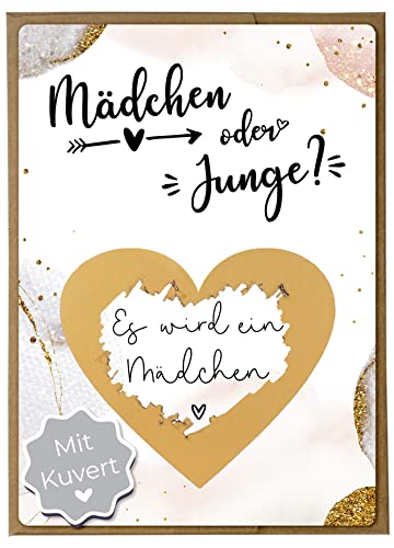 Joli Coon Rubbelkarte Geschlecht verkünden - Es wird ein Mädchen mit Kuvert - Gender Reveal Party - Boy or Girl