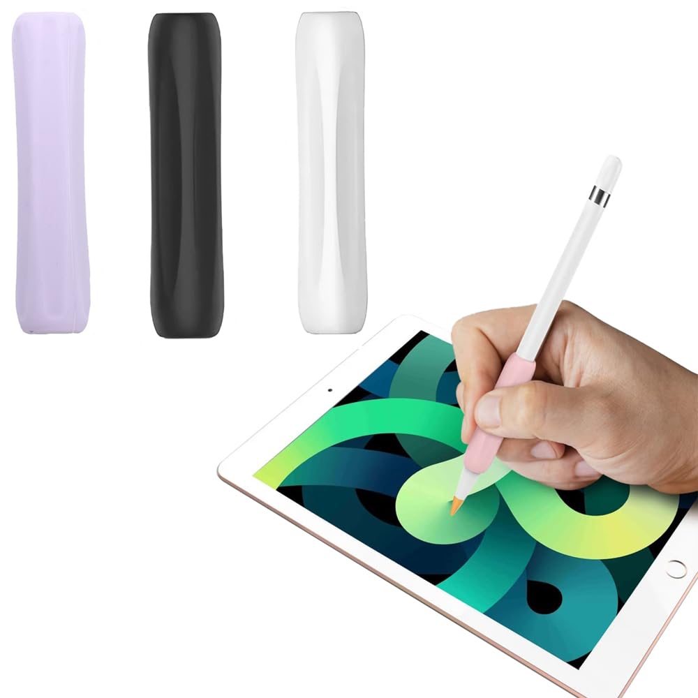 ARKZO 3 Pcs Silicone Stylus Apple Pencil Grip for Apple Pencil 2 Generation & Apple Pencil 1 Generation Non Slip Ergonomic Design Apple Pencil Cover Case Mobile Accessories [Without Pen]
