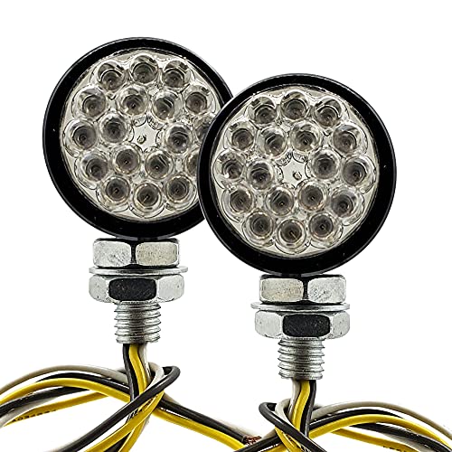 Oz-Usa Motorcycle Running Light Turn Signal Amber Led Front Black Custom Cruiser 12V #TOP6