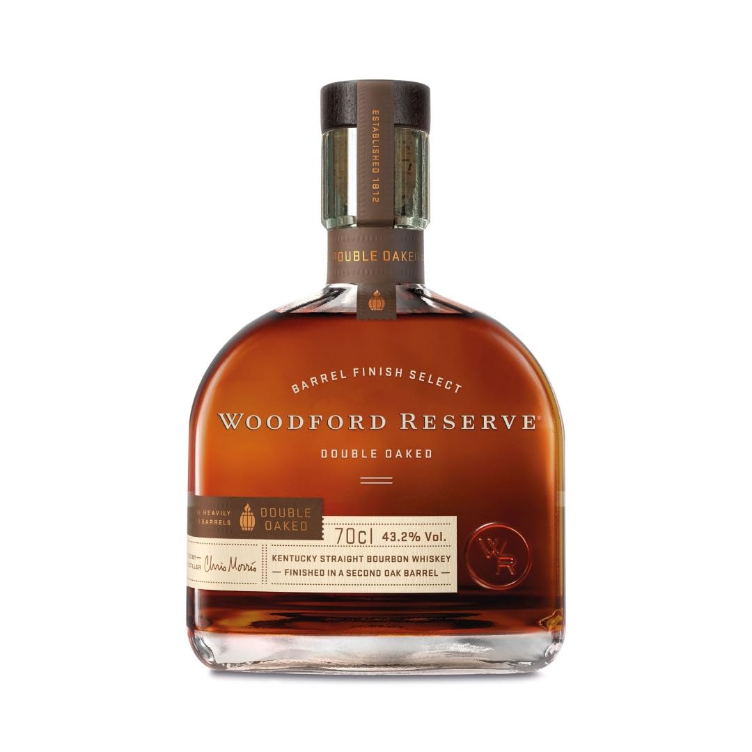 Woodford Reserve Double Oaked - Bourbon Whiskey - Ein hochwertiges Geschenk - Vollmundig würziger, süßer Geschmack nach dunkler Schokolade & Karamell - 0.7L/43,2% Vol.